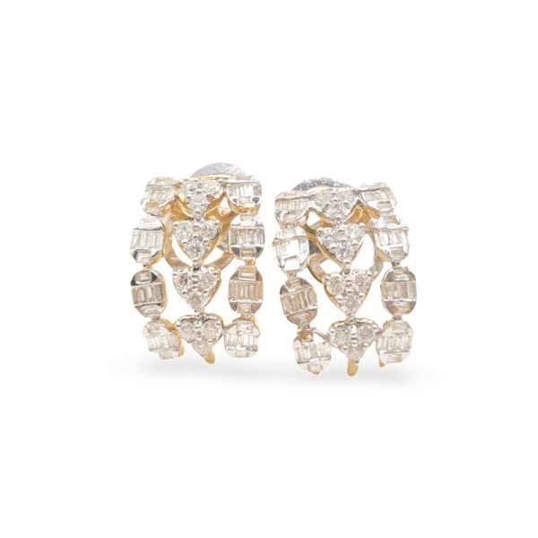 NEW Oval Heart Layered Diamond Earrings 14kt For Cheap