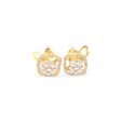 NEW Golden Cushion Halo Diamond Stud Earrings 18kt Online Sale