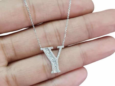 NEW Alphabet Y Letter Diamond Necklace 14kt Online