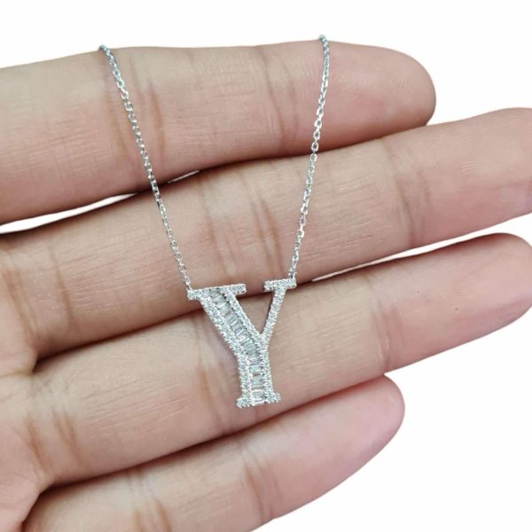 NEW Alphabet Y Letter Diamond Necklace 14kt Online