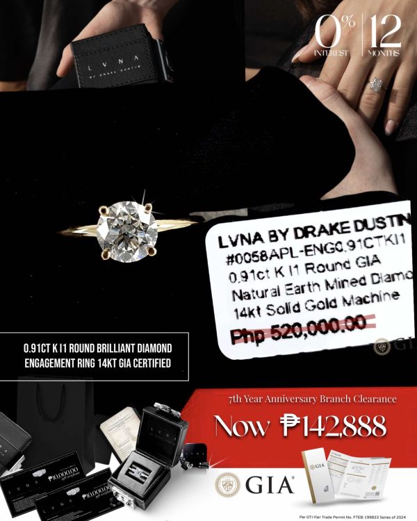 CLR | 0.91ct K I1 Round Brilliant Diamond Engagement Ring 14kt GIA Certified For Cheap