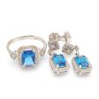 NEW Colored Nano Gemstone Halo Diamond Jewelry Set 14kt Hot on Sale