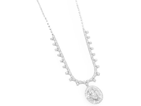 NEW Oval Drop Baguette Diamond Necklace 14kt Sale