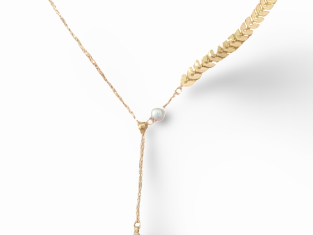 #GOLD2024 | 18kt Natural HOPE Pearl Golden Feather Necklace Online Hot Sale