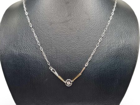 NEW Round Center Diamond Chain Necklace 18kt on Sale