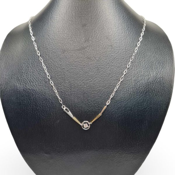 NEW Round Center Diamond Chain Necklace 18kt on Sale