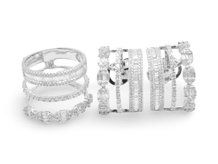 NEW Oval Baguette Layered Diamond Jewelry Set 14kt Online Sale