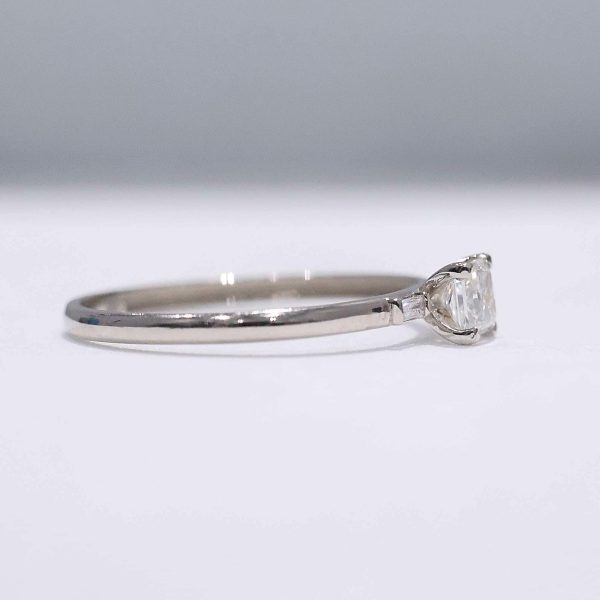 0.53cts H VS1 Princess Baguette Paved Diamond Engagement Ring 14kt #0084 Fashion