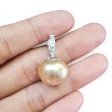 NEW Golden 13mm South Sea Paved Pearl Diamond Pendant 14kt Sale