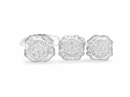 NEW Octagonal Round Diamond Jewelry Set 18kt For Cheap