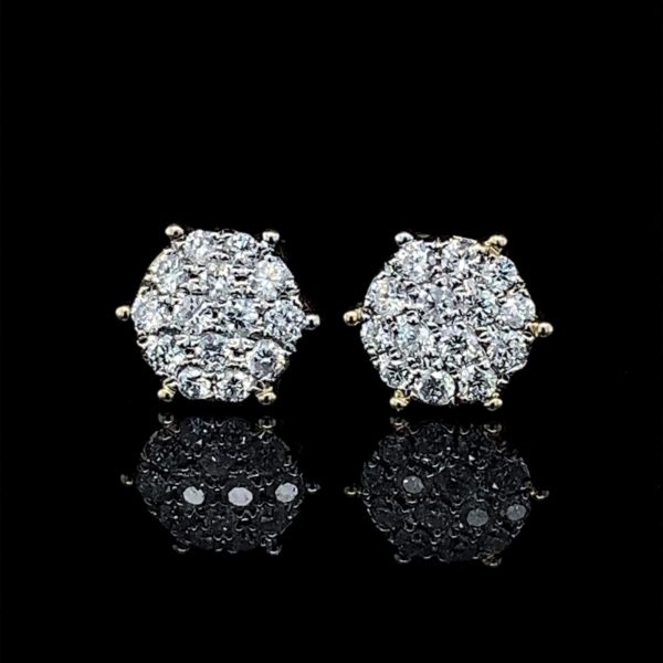 Golden Classic Round Paved Stud Diamond Earrings 14kt Fashion