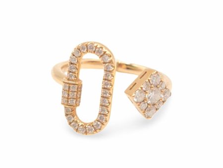 NEW Split Square Lock Diamond Ring 18kt For Cheap