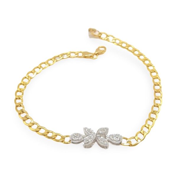 NEW Golden Chain Clover Pear Diamond Bracelet 18kt Online