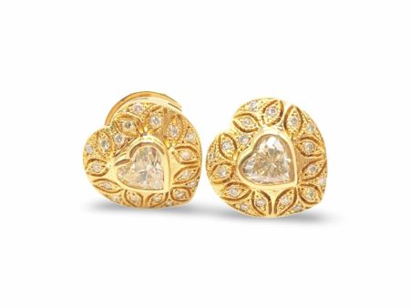 NEW Golden Heart Halo Diamond Earrings 14kt Supply