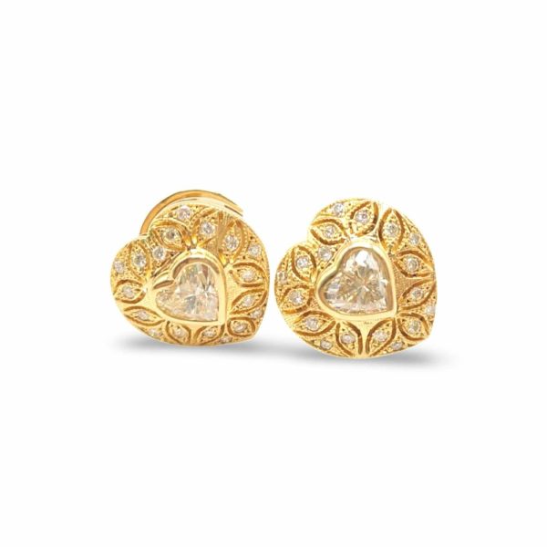 NEW Golden Heart Halo Diamond Earrings 14kt Supply