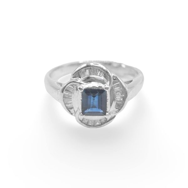 NEW Blue Sapphire Gemstone Petals Diamond Ring PT Online