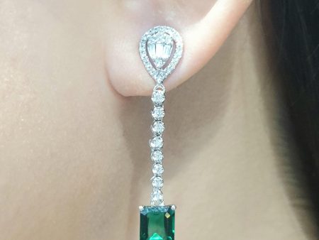 LVNA Signatures Brilliant Cut Emerald Gemstones Diamond Earrings 14kt Discount