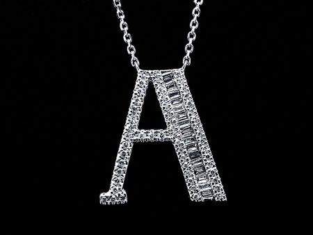 Alphabet Letter A Diamond Necklace 14kt on Sale