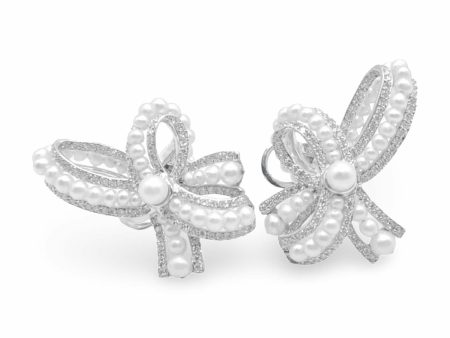 NEW Ribbon Mikimoto Pearl Diamond Earrings Supply