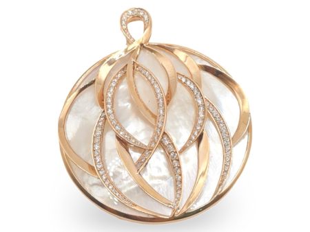 NEW Round Infinity Mother of Pearl Diamond Pendant 18kt Hot on Sale