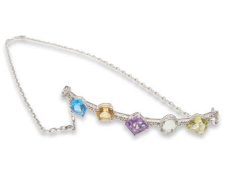 NEW Rainbow Sapphire Gemstone Diamond Necklace 14kt Fashion