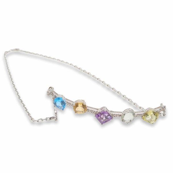 NEW Rainbow Sapphire Gemstone Diamond Necklace 14kt Fashion