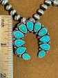 Small Sterling Silver and Turquoise Squash Blossom Necklace by Keven Randall Studios Hot on Sale