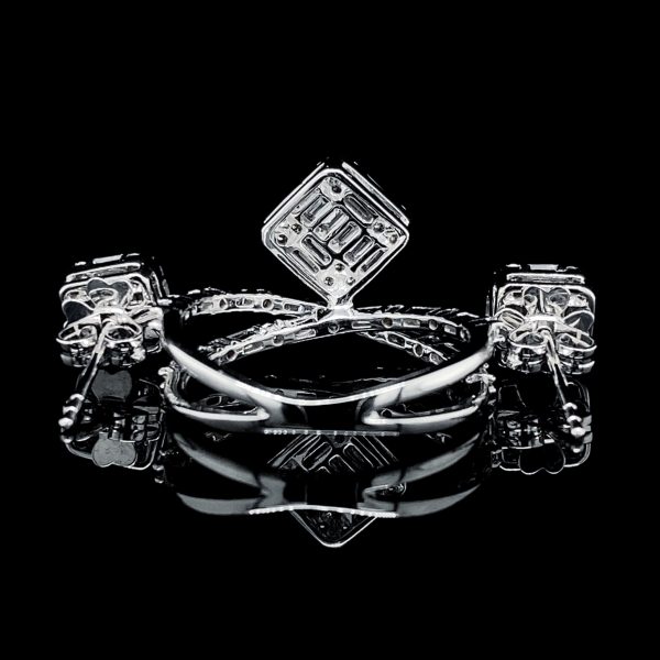 NEW Classic Square Baguette Crossover Diamond Jewelry Set 14kt on Sale