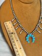 Small Sterling Silver and Turquoise Squash Blossom Necklace by Keven Randall Studios (Copy) Sale