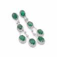 NEW Oval Emerald Dangling Diamond Earrings 18kt Supply