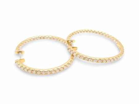 NEW Round Diamond Hoop Earrings 14kt For Sale