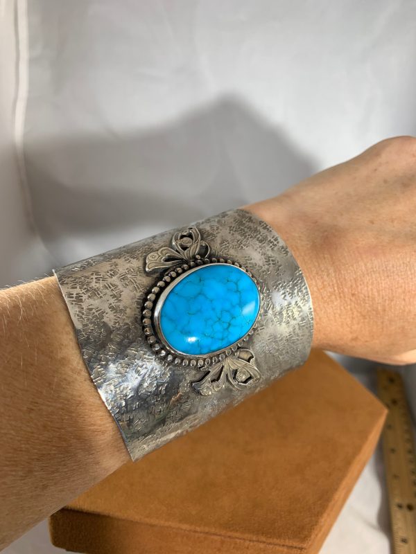 Wide Band Butterfly Cuff with Turquoise by Aldrich Arts Fashion