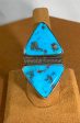 Double Triangle Blue Gem Turquoise Ring by Jock Favour Online now