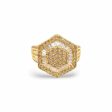 NEW Hexagonal Shape Diamond Golden Ring 18kt Fashion