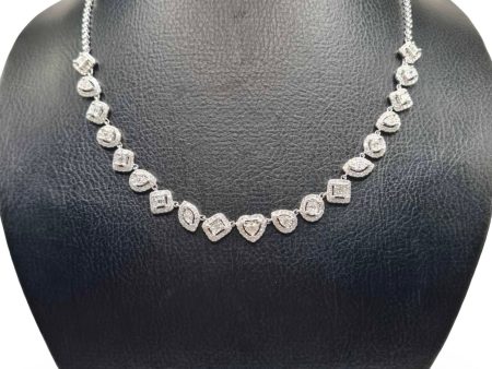 NEW Multi-Shape Halo Diamond Necklace 14kt Sale