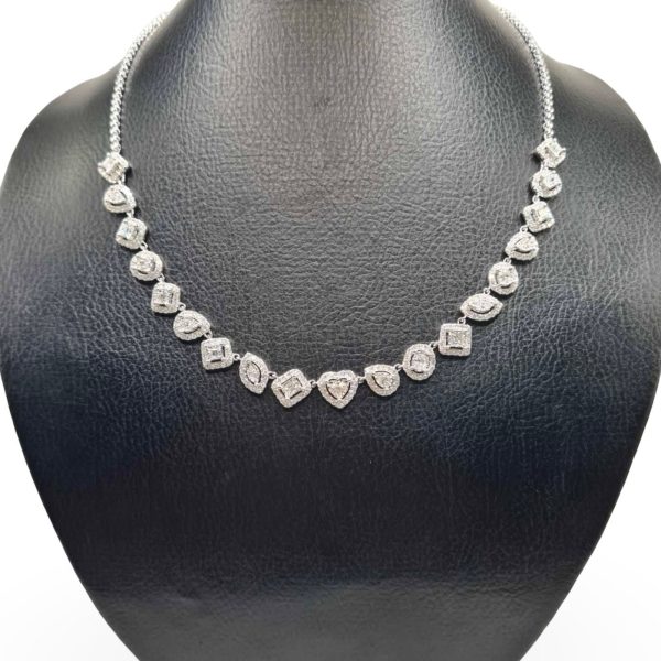 NEW Multi-Shape Halo Diamond Necklace 14kt Sale