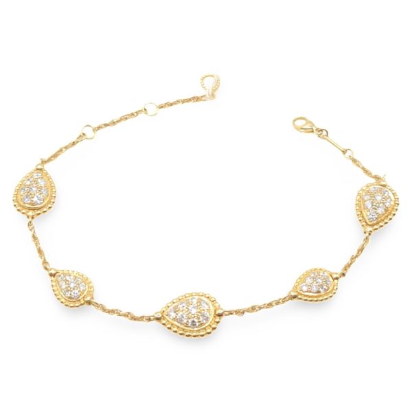 NEW Pear Station Diamond Bracelet 14kt For Sale