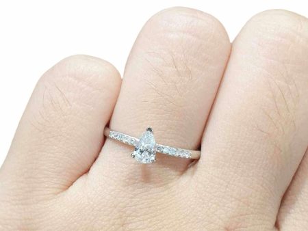 0.59cts F VS1 Pear Paved Diamond Engagement Ring 14kt Online Hot Sale