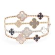 NEW Multi-tone Clover Paved Diamond Bangle 14kt Hot on Sale