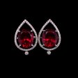 Oval Pear Red Ruby Diamond Earrings 14kt For Discount