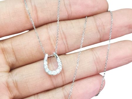 NEW Dainty Horseshoe Diamond Necklace 18kt For Sale