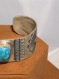 Wide Stamped Turquoise Ingot Cuff by Don Lucas For Sale