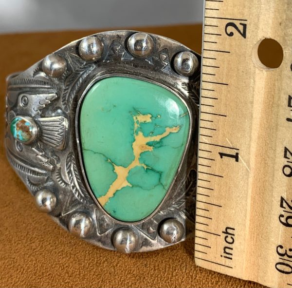 Large Vintage Fred Harvey Thunderbird Turquoise Cuff (1930) Sale