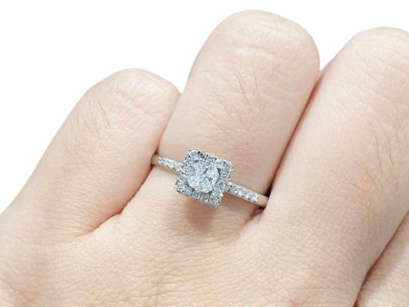 0.76cts F VS1 Princess Halo Paved Diamond Engagement Ring 14kt #0088 For Discount