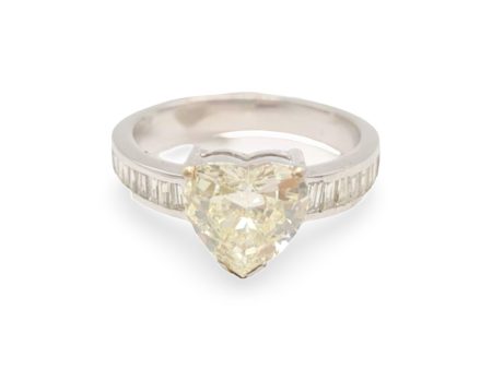 NEW Heart Solitaire with Baguette Diamond Engagement Ring 14kt Sale