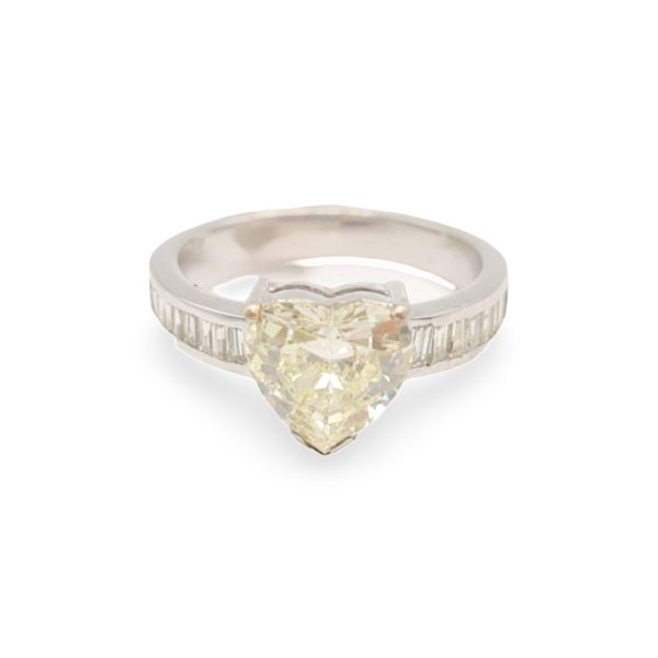 NEW Heart Solitaire with Baguette Diamond Engagement Ring 14kt Sale