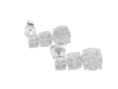 NEW Trio Round Diamond Dangling Earrings 18kt For Sale