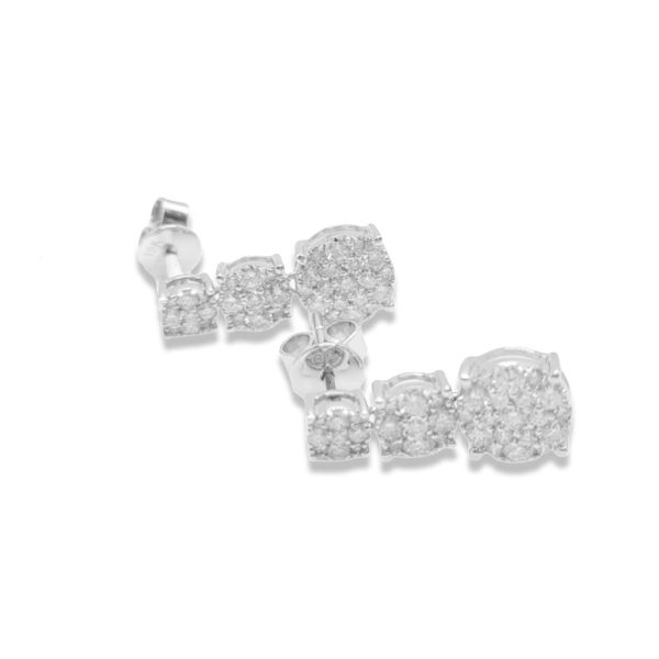 NEW Trio Round Diamond Dangling Earrings 18kt For Sale