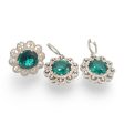 NEW Round Green Emerald Nano Gemstone Deco Diamond Jewelry Set 14kt Online Hot Sale