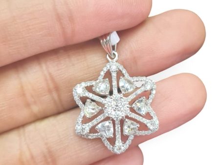 NEW Floral Diamond Pendant 18kt For Sale